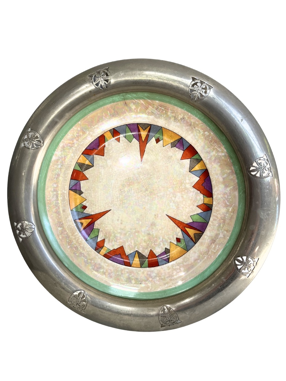 Art Deco Forman Bros Hall China T.S.T. Iona 11.5” Metal Rim Plate Vintage